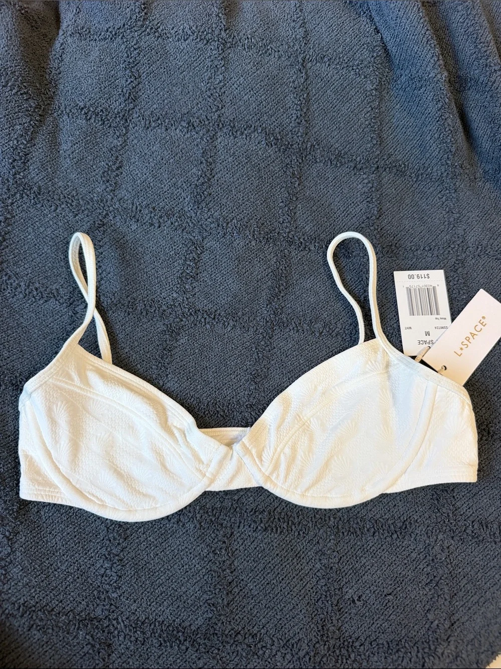 L'Space White Textured Underwire Bikini Top Medium